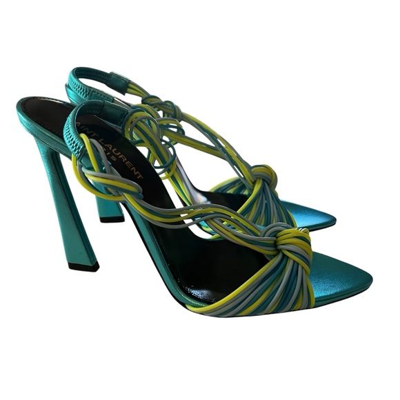 Saint Laurent Pool 105  Multi Strap High Heel Slingback Sandals EU 37.5  US 7.5 - Picture 5 of 11